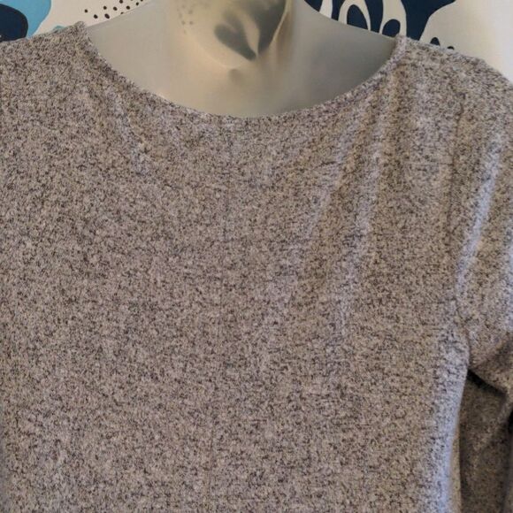 Express L/S V-nec Super Soft Heather Grey Knit Skater Sweater Dress Sz S - Picture 5 of 9